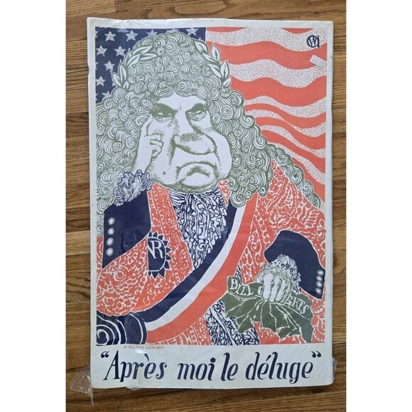 1974 Walter Iler (1889-1982) Nixon Print "Apres Moi Le Deluge" RARE POSTER READ - Picture 4 of 10